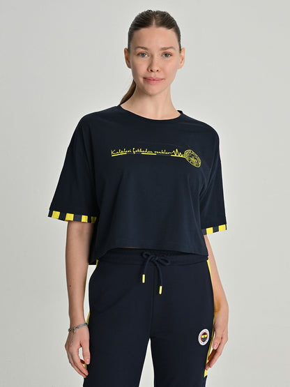 Fenerbahçe Lacivert Tribün Kalpleri Fetheden Renkler Kadın Oversize Tshirt