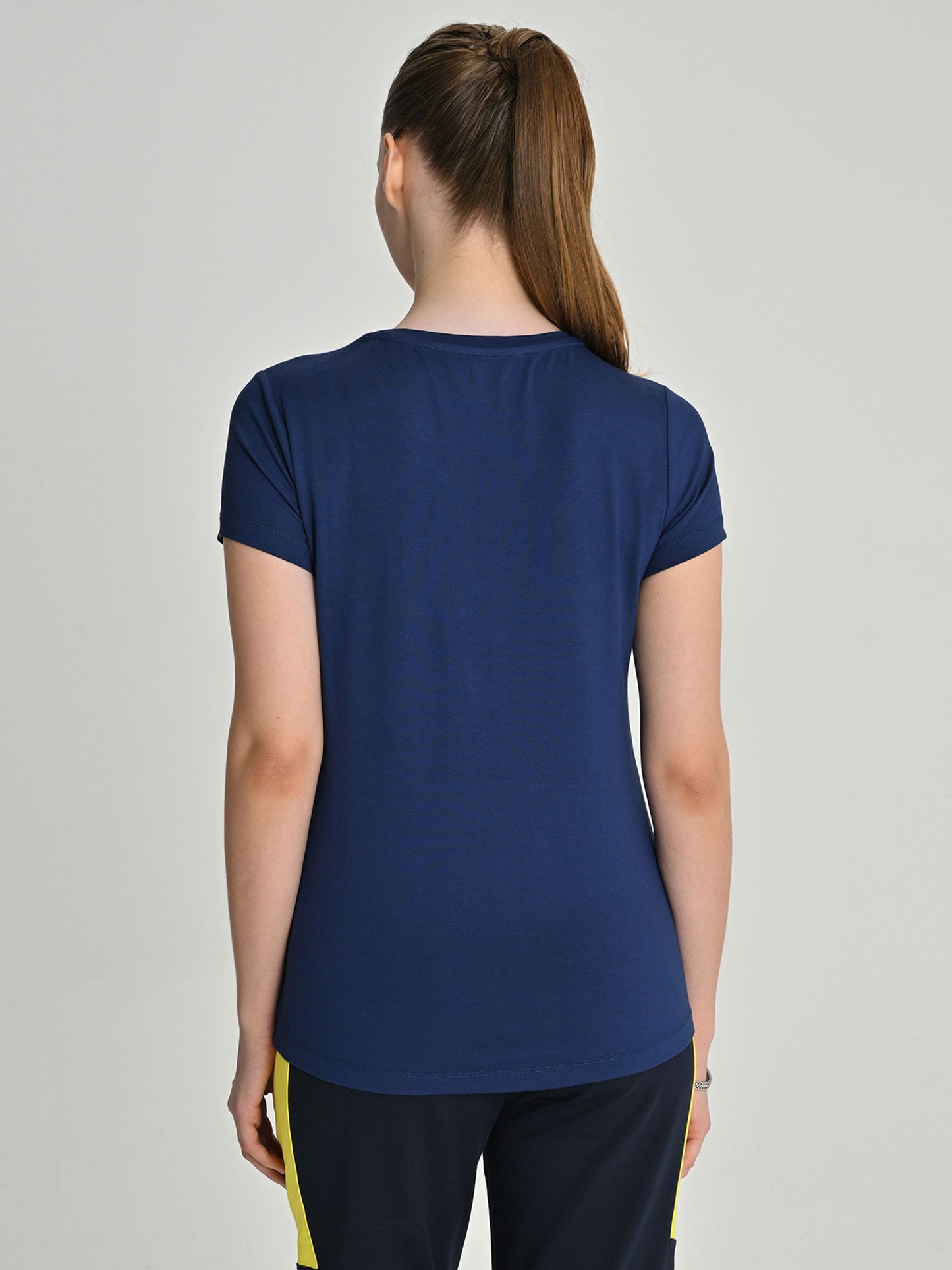 Fenerbahçe Lacivert Trend Taşlı Palamutlu Kadın Tshirt