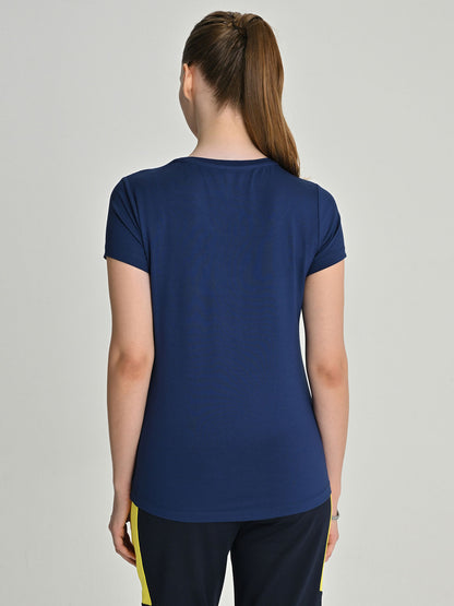 Fenerbahçe Lacivert Trend Taşlı Palamutlu Kadın Tshirt