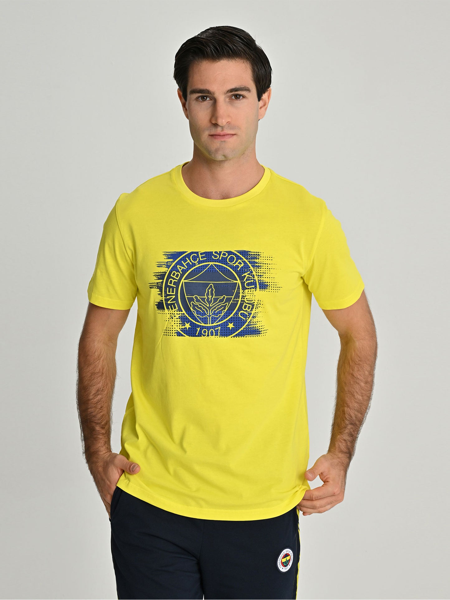 Fenerbahçe Sarı Tribün Fırça Detaylı Erkek Tshirt