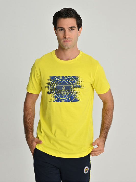Fenerbahçe Sarı Tribün Fırça Detaylı Erkek Tshirt