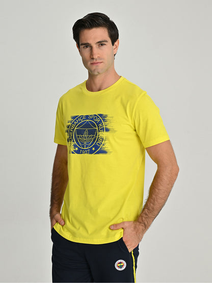 Fenerbahçe Sarı Tribün Fırça Detaylı Erkek Tshirt