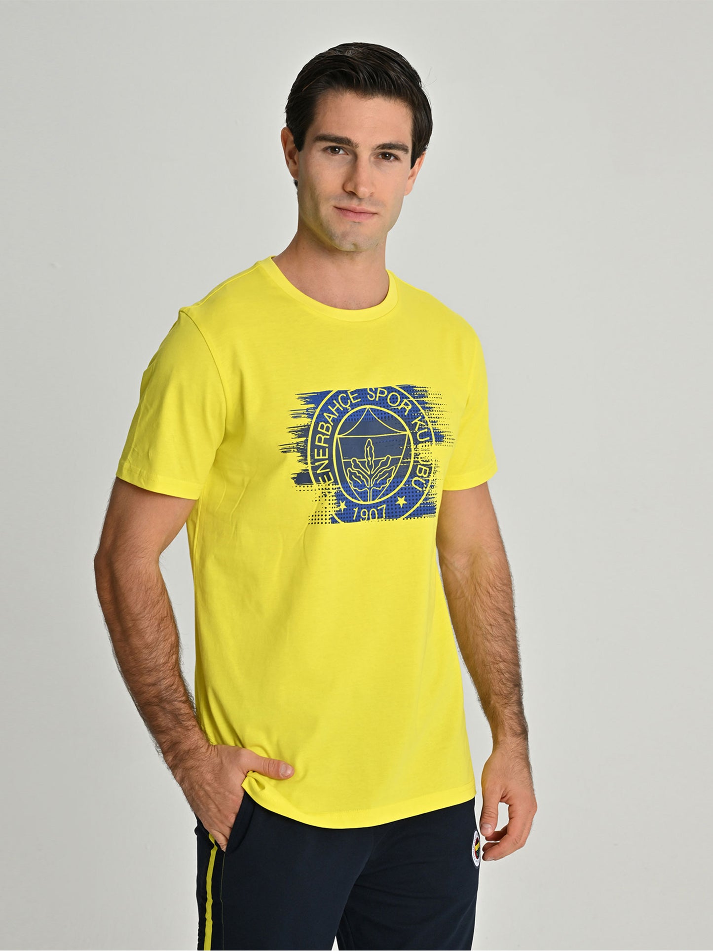 Fenerbahçe Sarı Tribün Fırça Detaylı Erkek Tshirt