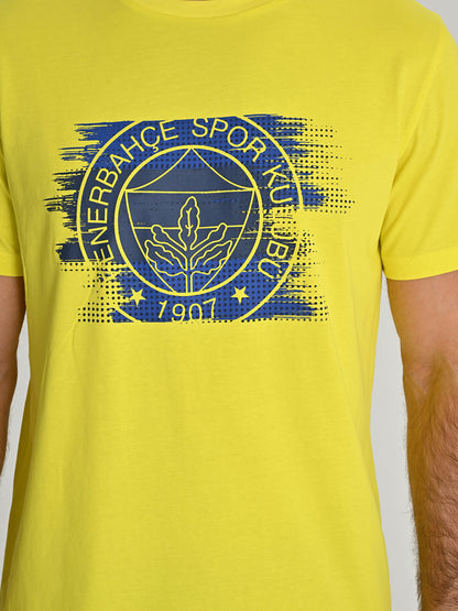 Fenerbahçe Sarı Tribün Fırça Detaylı Erkek Tshirt