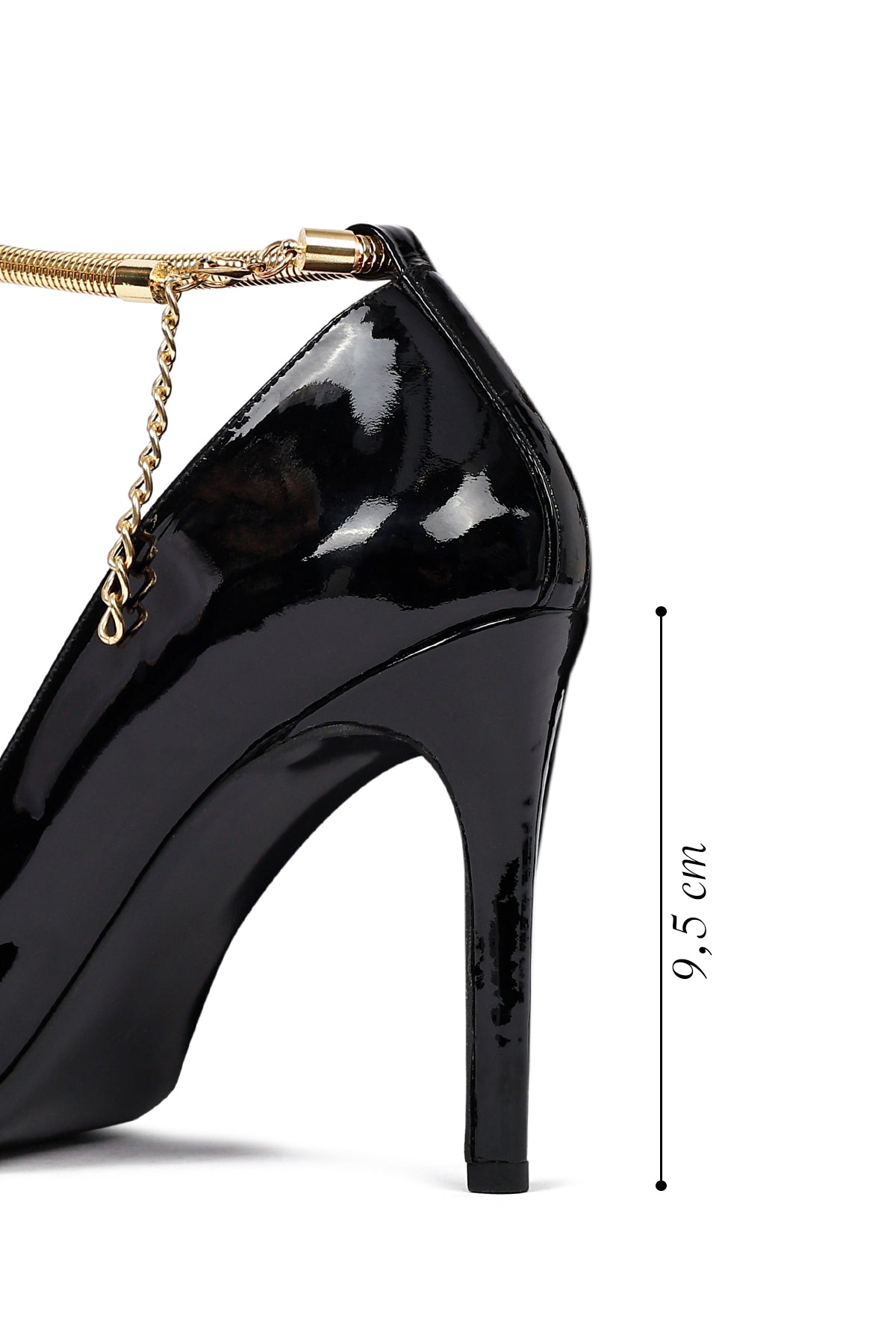 Kadın Siyah Bilekten Tokalı Ince Topuklu Rugan Deri Stiletto