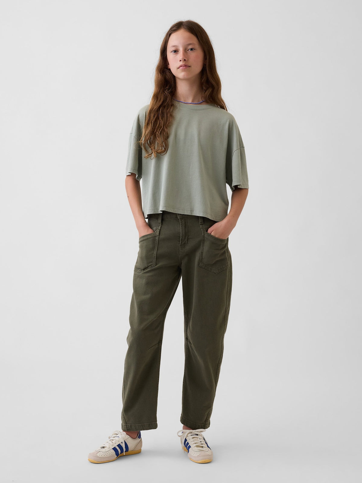 Haki High Rise Barrel Jean Pantolon