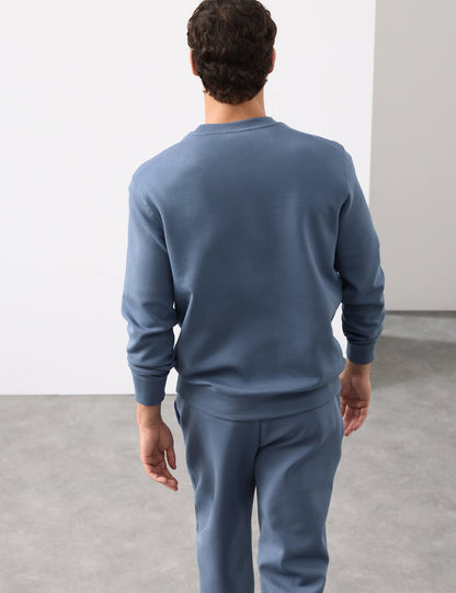 Pamuk Karışımlı Bisiklet Yaka Sweatshirt