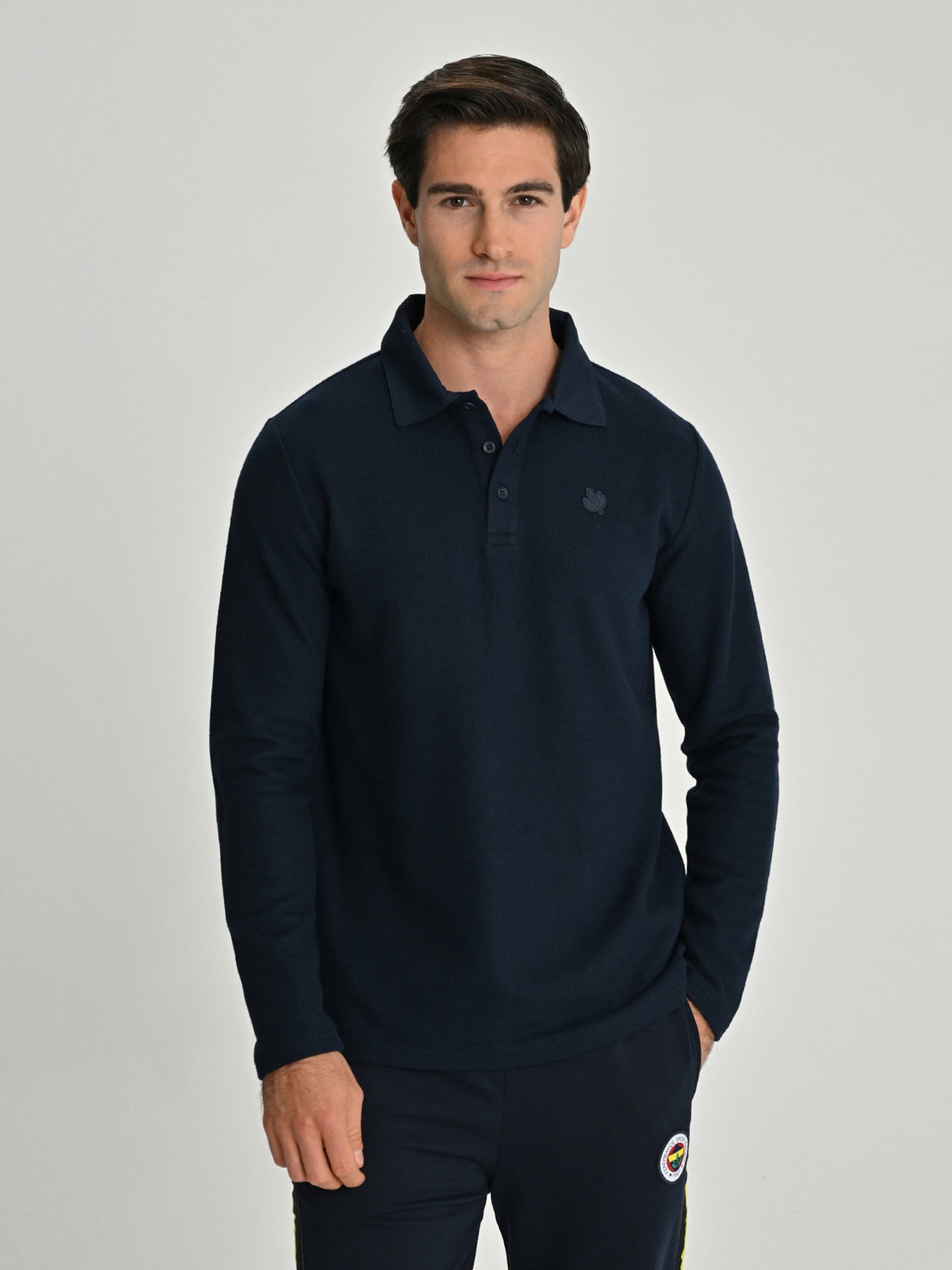 Fenerbahçe Trend Kauçuk Logolu Erkek Polo Sweatshirt