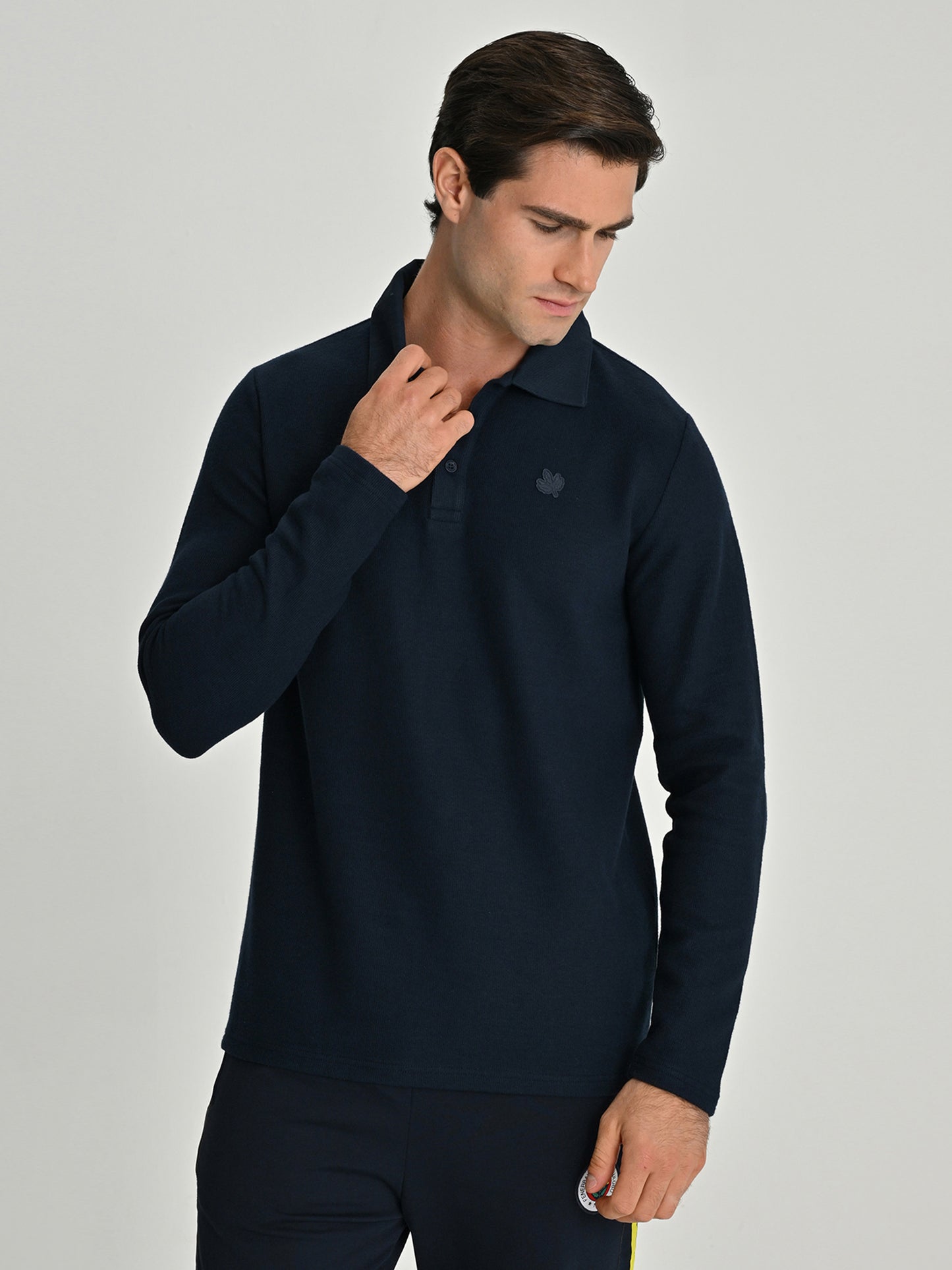 Fenerbahçe Trend Kauçuk Logolu Erkek Polo Sweatshirt