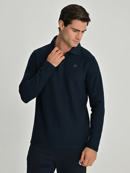 Fenerbahçe Trend Kauçuk Logolu Erkek Polo Sweatshirt