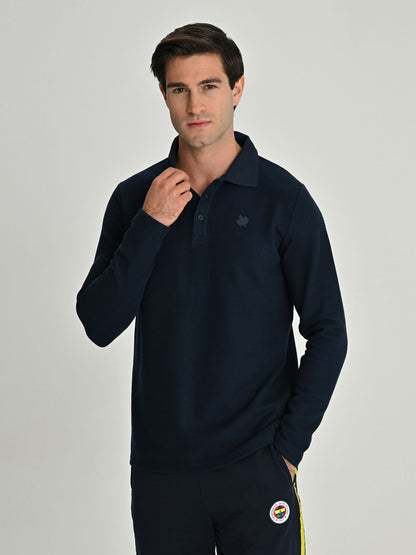 Fenerbahçe Trend Kauçuk Logolu Erkek Polo Sweatshirt