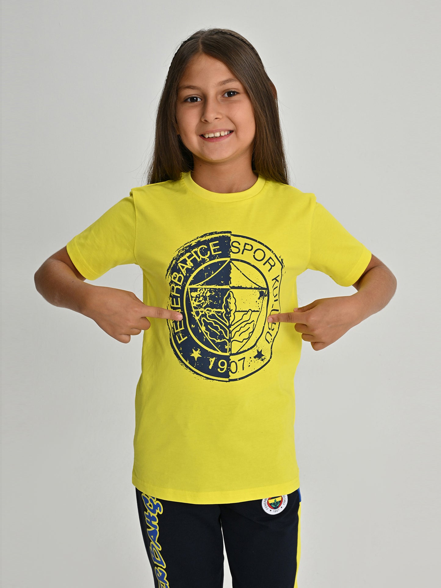 Fenerbahçe Tribün Tek Renk Logolu Sarı Çocuk Tshirt