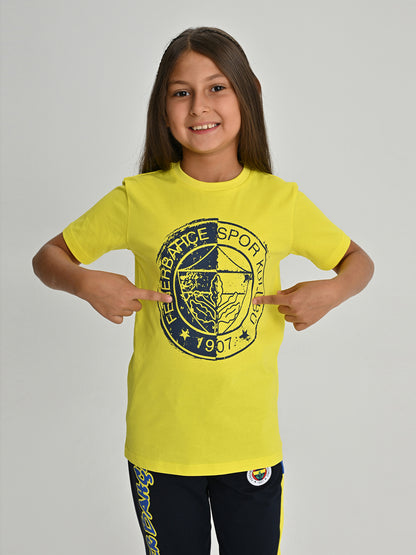 Fenerbahçe Tribün Tek Renk Logolu Sarı Çocuk Tshirt