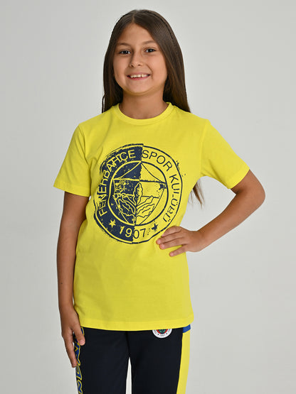 Fenerbahçe Tribün Tek Renk Logolu Sarı Çocuk Tshirt