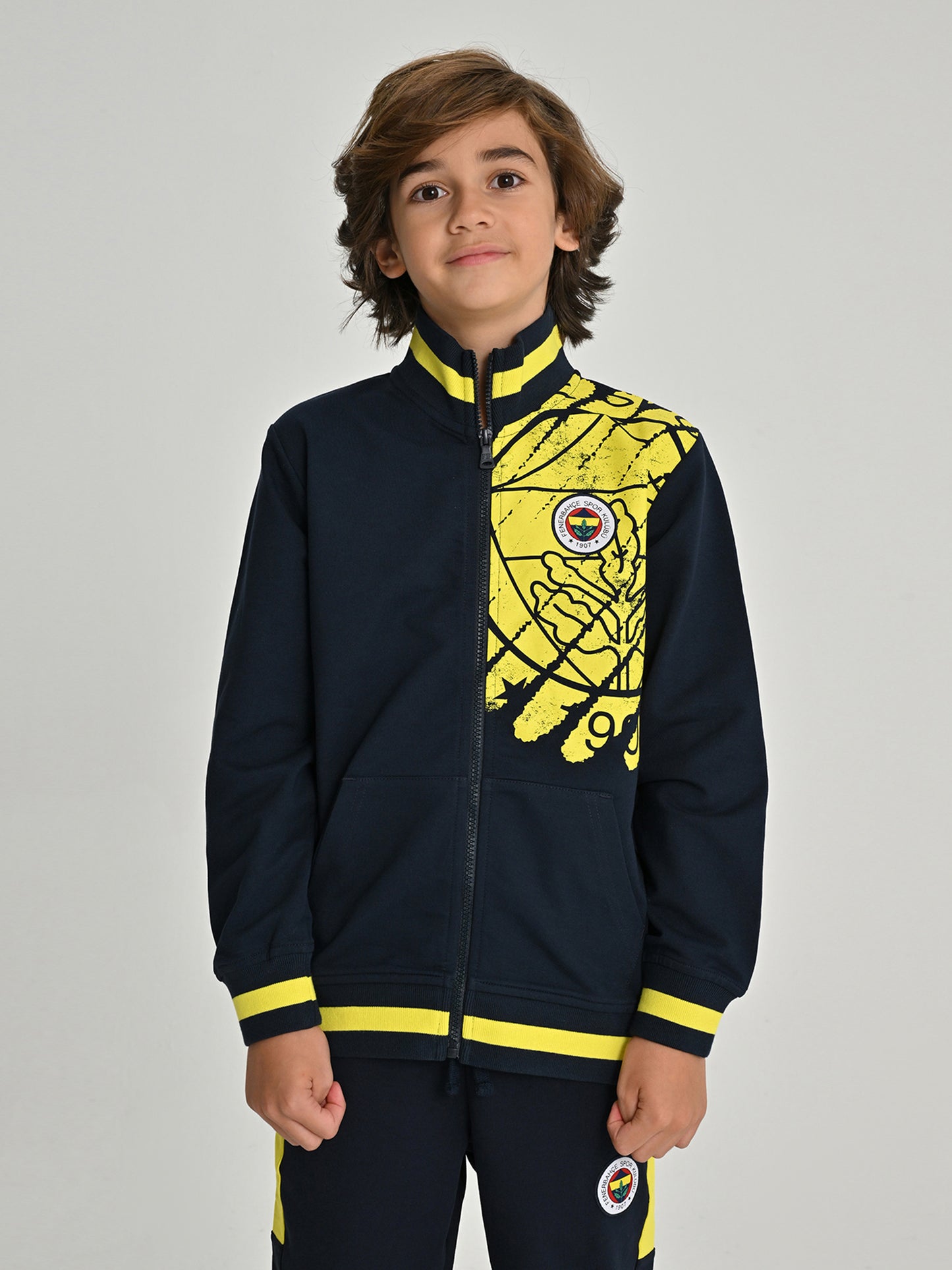 Fenerbahçe Lacivert Tribün Fırça Logolu Çocuk Sweatshirt