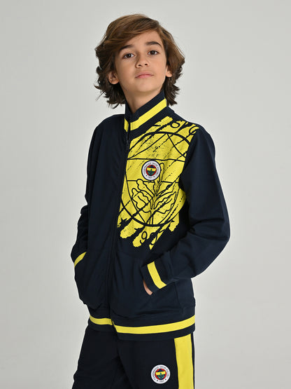 Fenerbahçe Lacivert Tribün Fırça Logolu Çocuk Sweatshirt