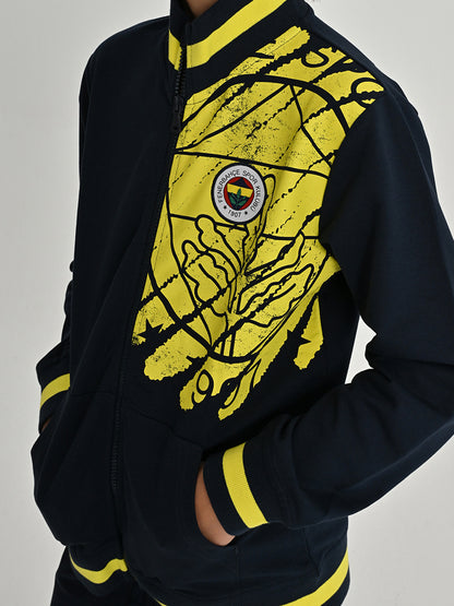Fenerbahçe Lacivert Tribün Fırça Logolu Çocuk Sweatshirt