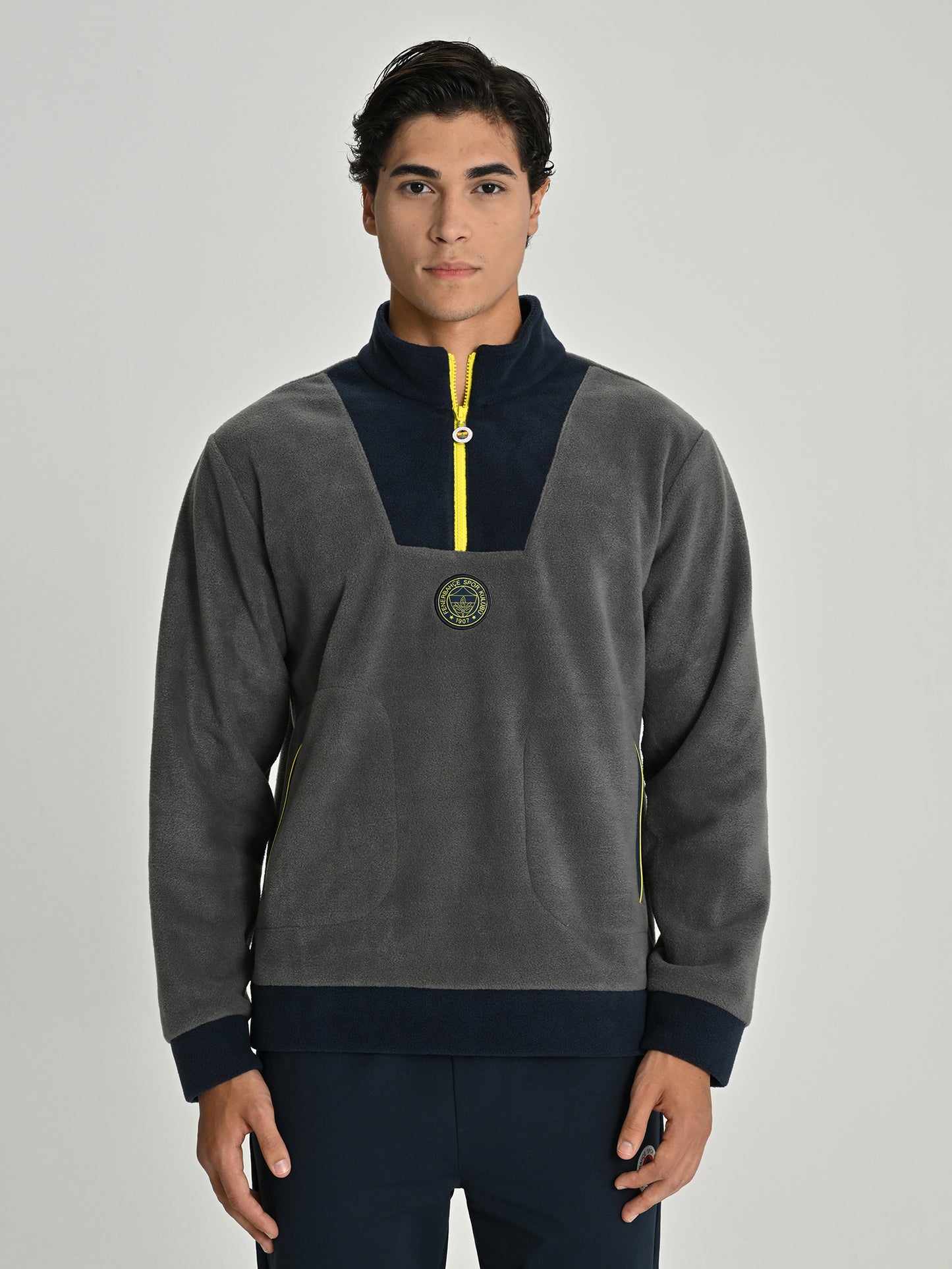 Fenerbahçe Gri Tribün Yaka Detaylı Erkek Sweatshirt