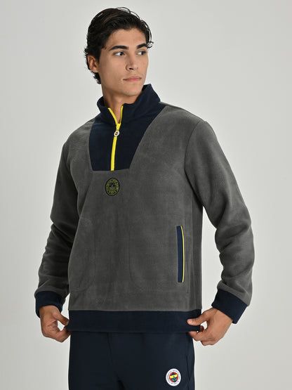 Fenerbahçe Gri Tribün Yaka Detaylı Erkek Sweatshirt