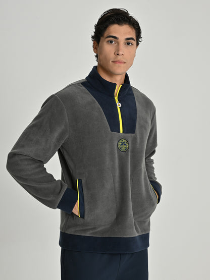Fenerbahçe Gri Tribün Yaka Detaylı Erkek Sweatshirt