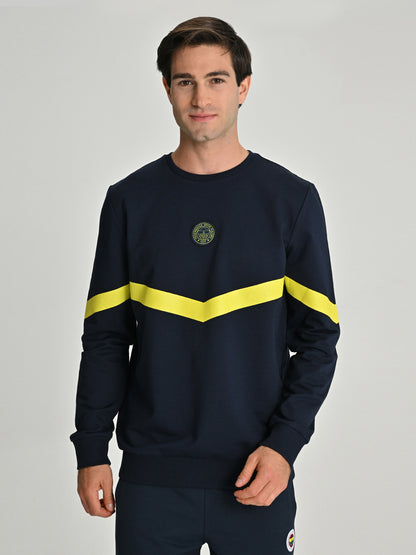 Fenerbahçe Lacivert Tribün Zigzag Detaylı Erkek Sweatshirt