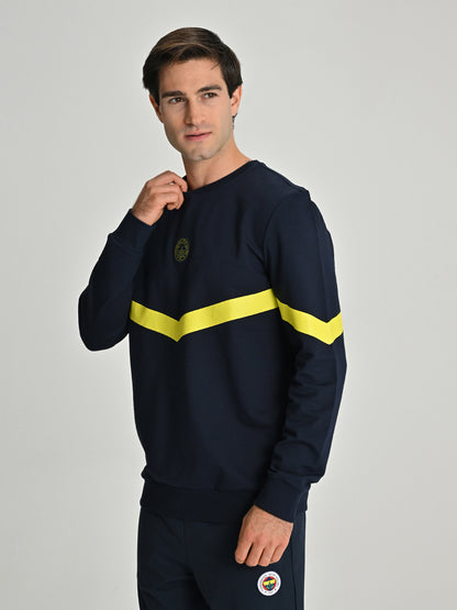 Fenerbahçe Lacivert Tribün Zigzag Detaylı Erkek Sweatshirt