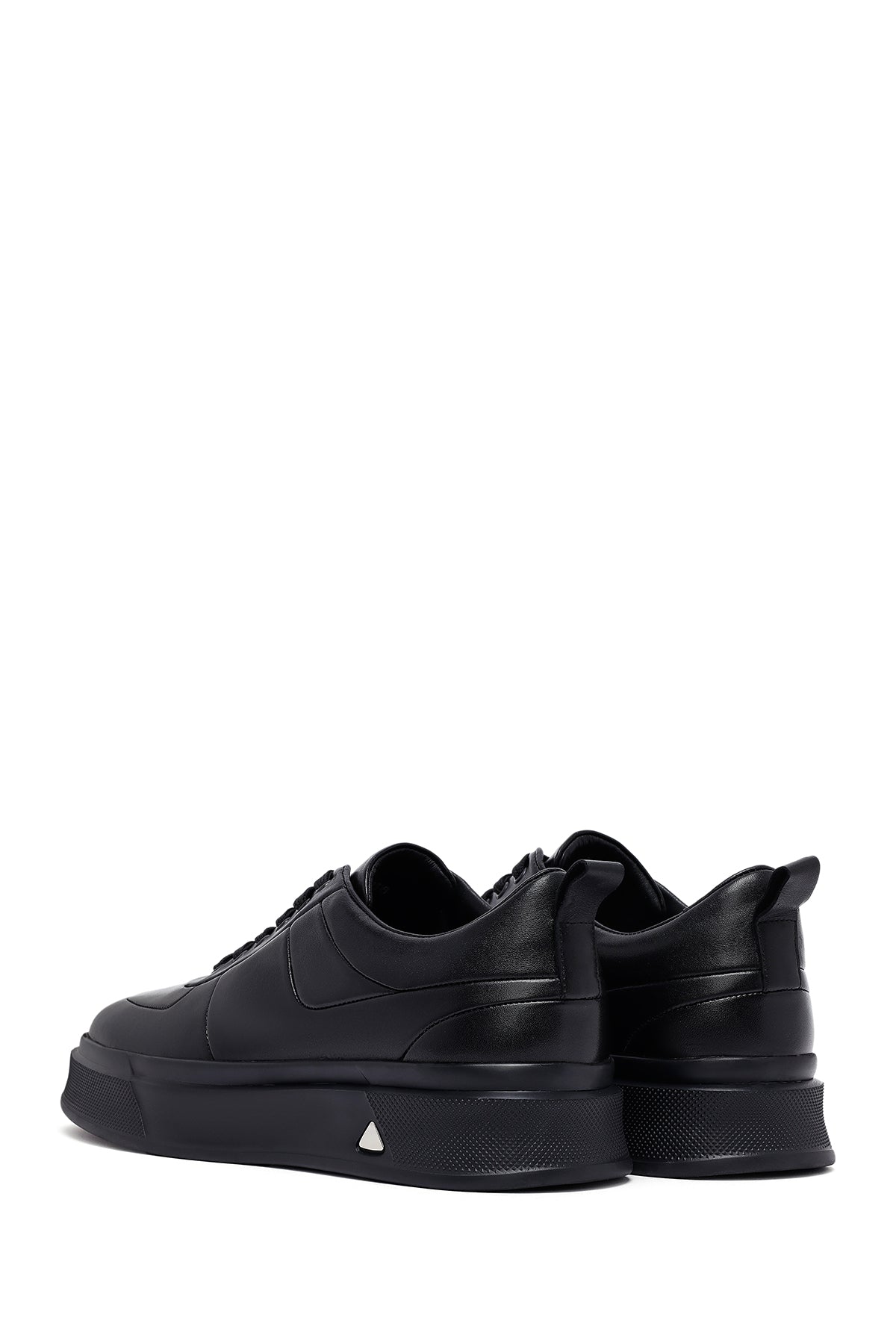 Erkek Siyah Bağcıklı Kalın Tabanlı Deri Sneaker