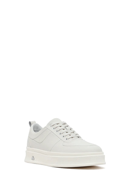 Erkek Beyaz Bağcıklı Kalın Tabanlı Deri Sneaker