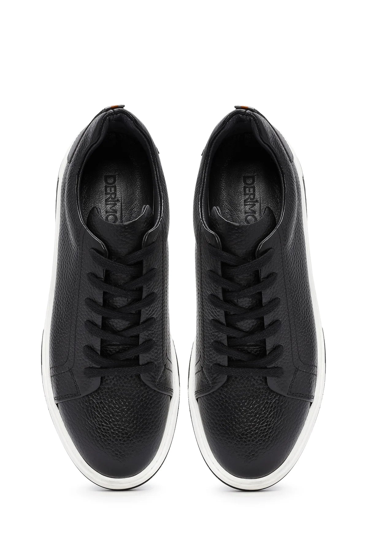 Erkek Siyah Bağcıklı Kalın Tabanlı Deri Sneaker