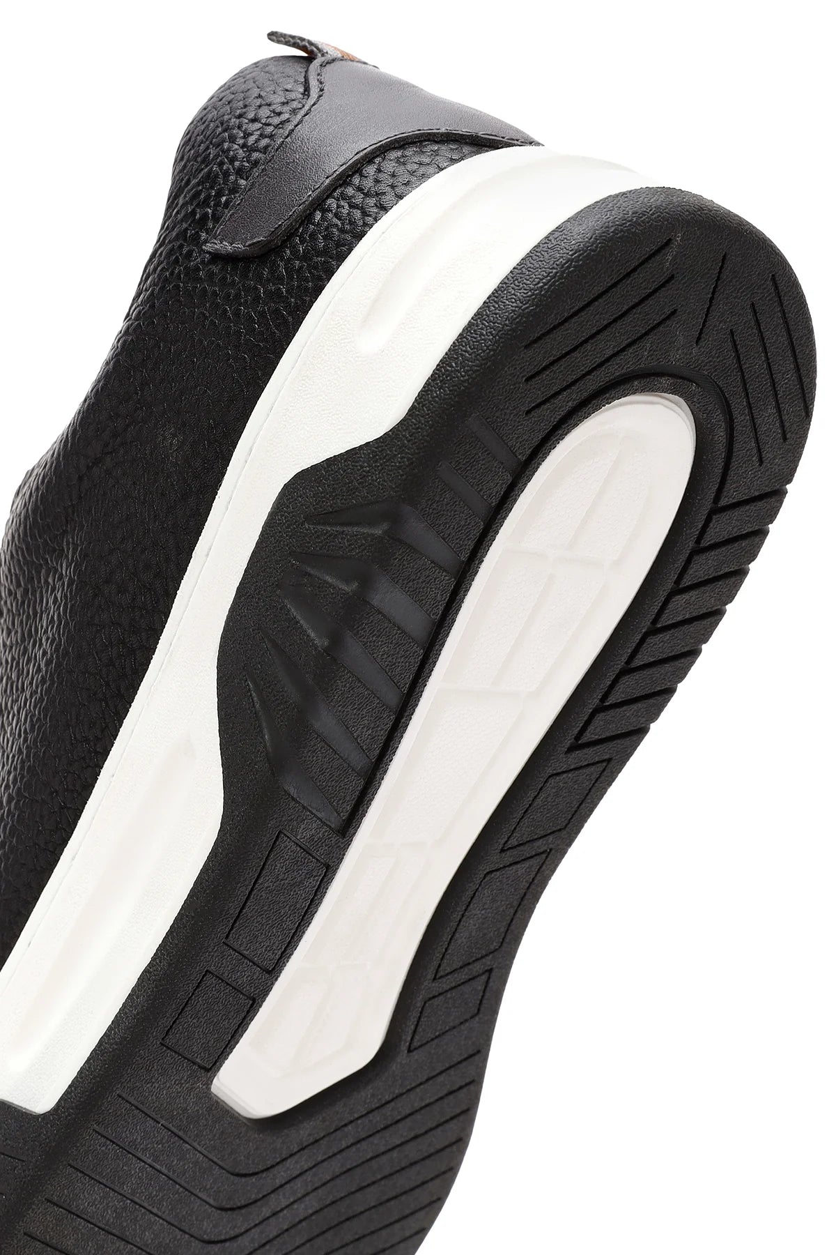 Erkek Siyah Bağcıklı Kalın Tabanlı Deri Sneaker