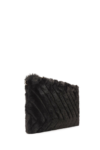 Kadın Siyah Zincir Askılı Peluş Portföy Çanta