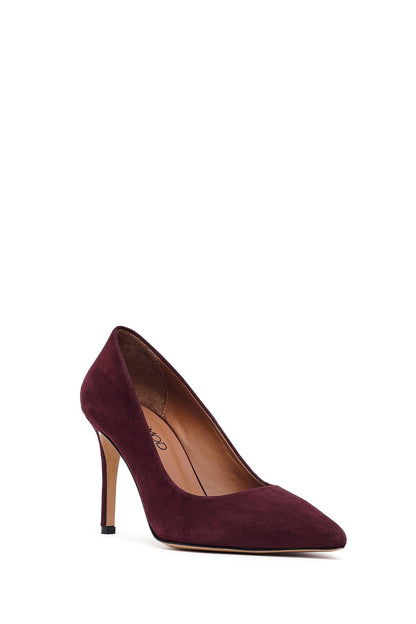 Kadın Bordo Ince Topuklu Süet Deri Stiletto
