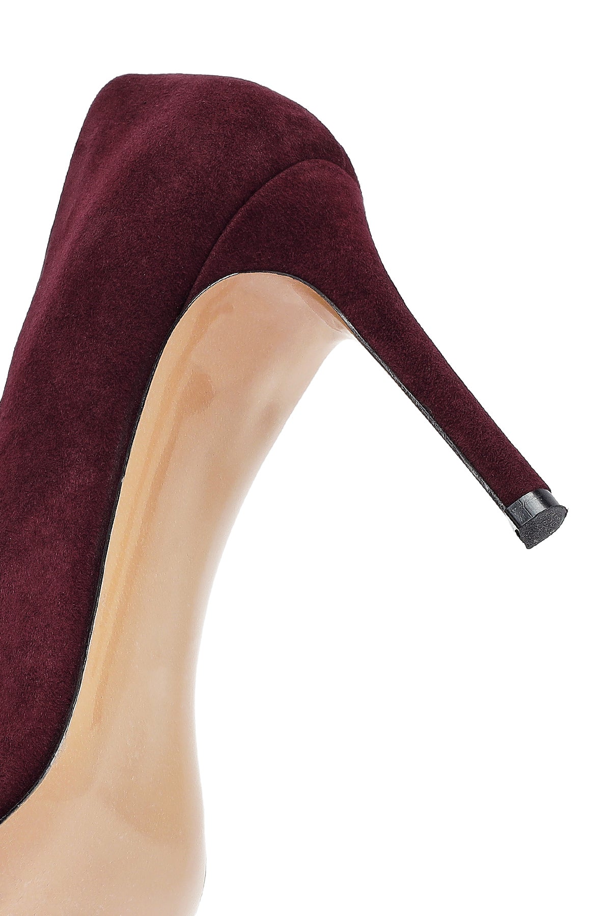 Kadın Bordo Ince Topuklu Süet Deri Stiletto
