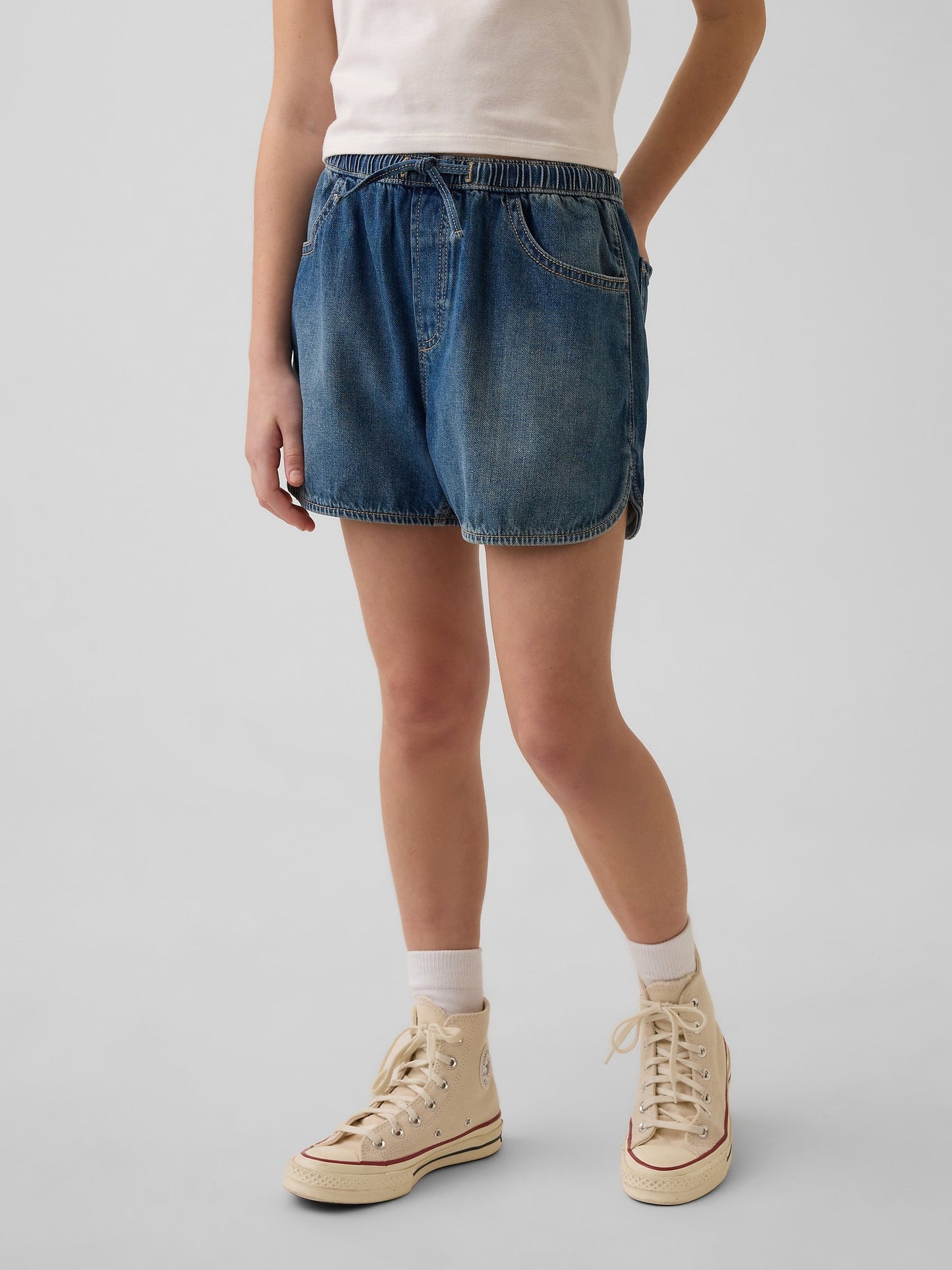 Mavi High Rise Denim Easy Dolphin Şort