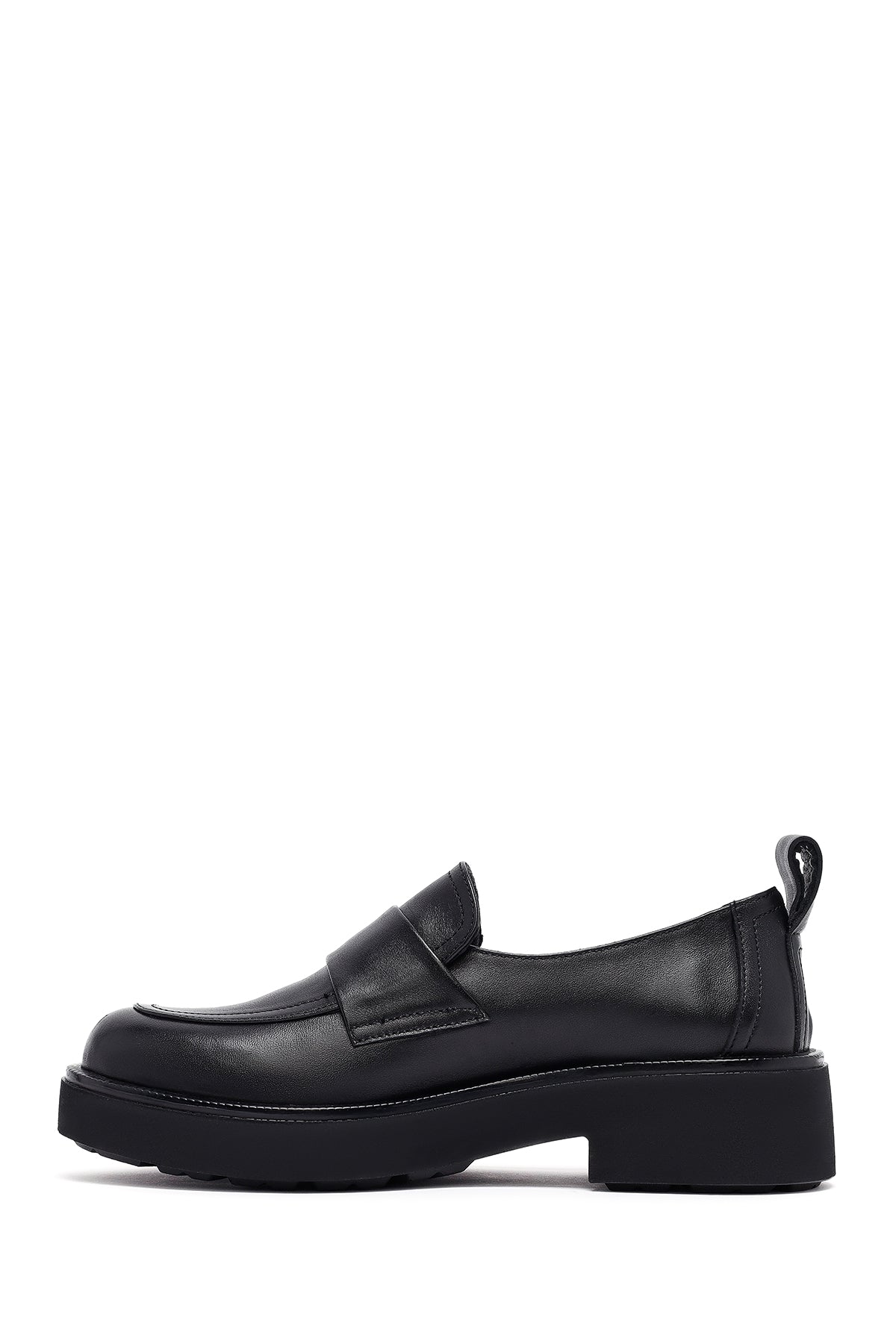 Kadın Siyah Deri Maskülen Loafer