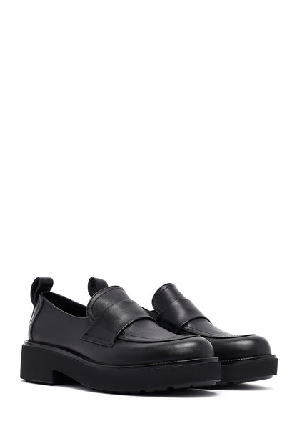 Kadın Siyah Deri Maskülen Loafer