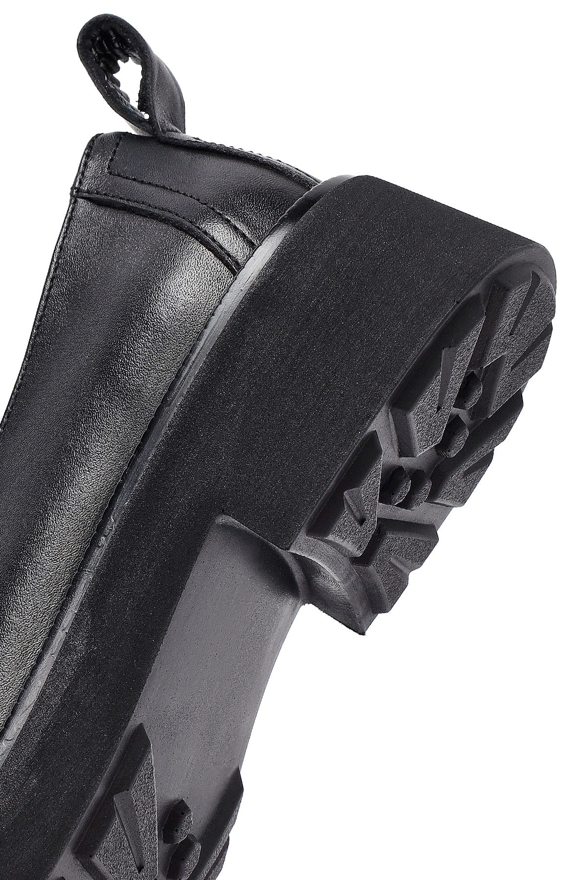 Kadın Siyah Deri Maskülen Loafer