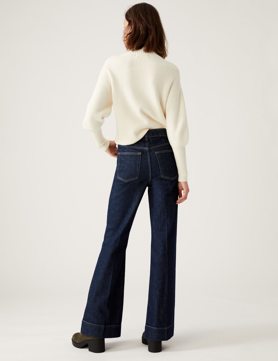 Yüksek Bel Flared Fit Jean Pantolon