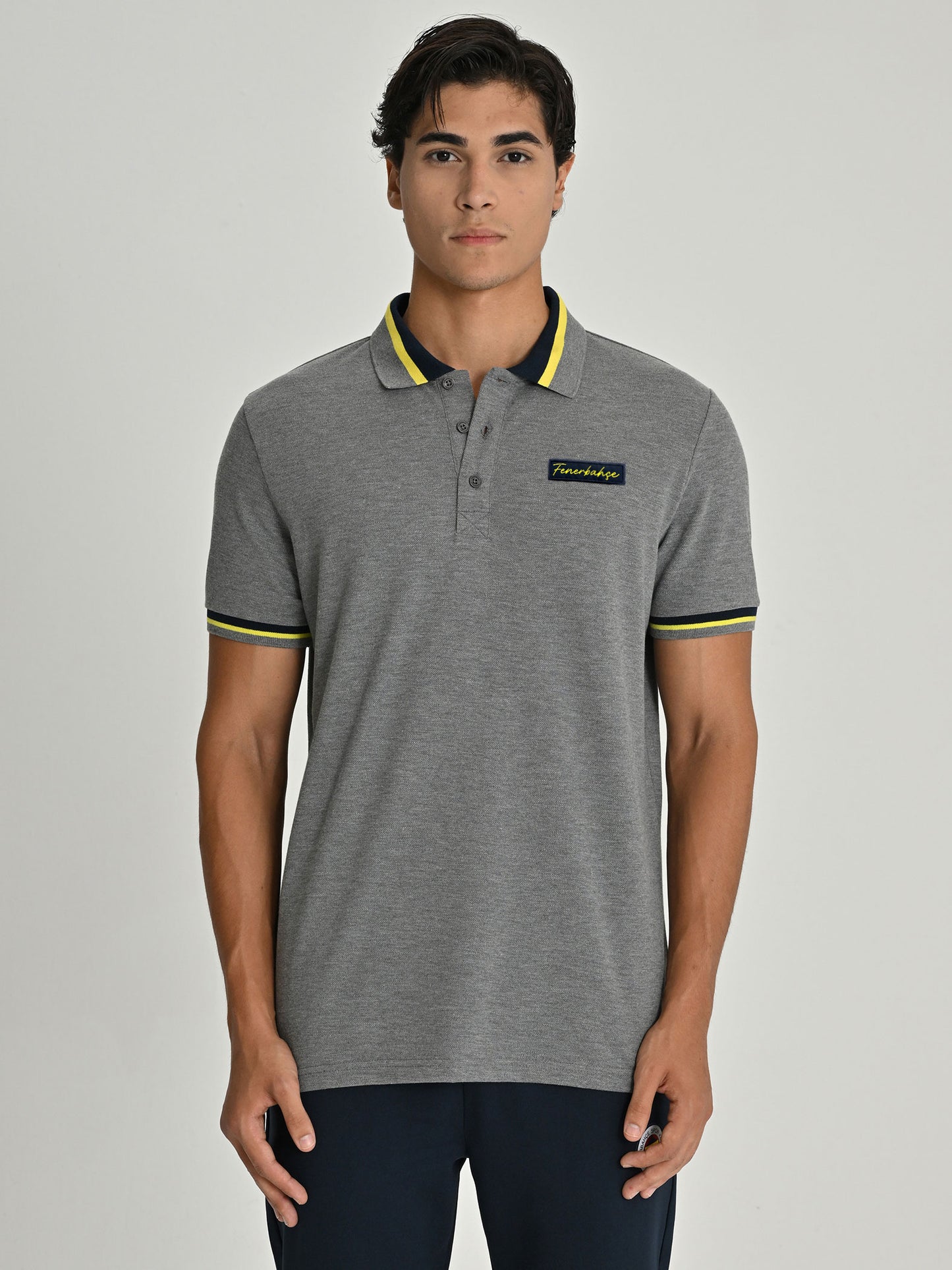 Fenerbahçe Gri Melanj Tribün Erkek Polo Tshirt