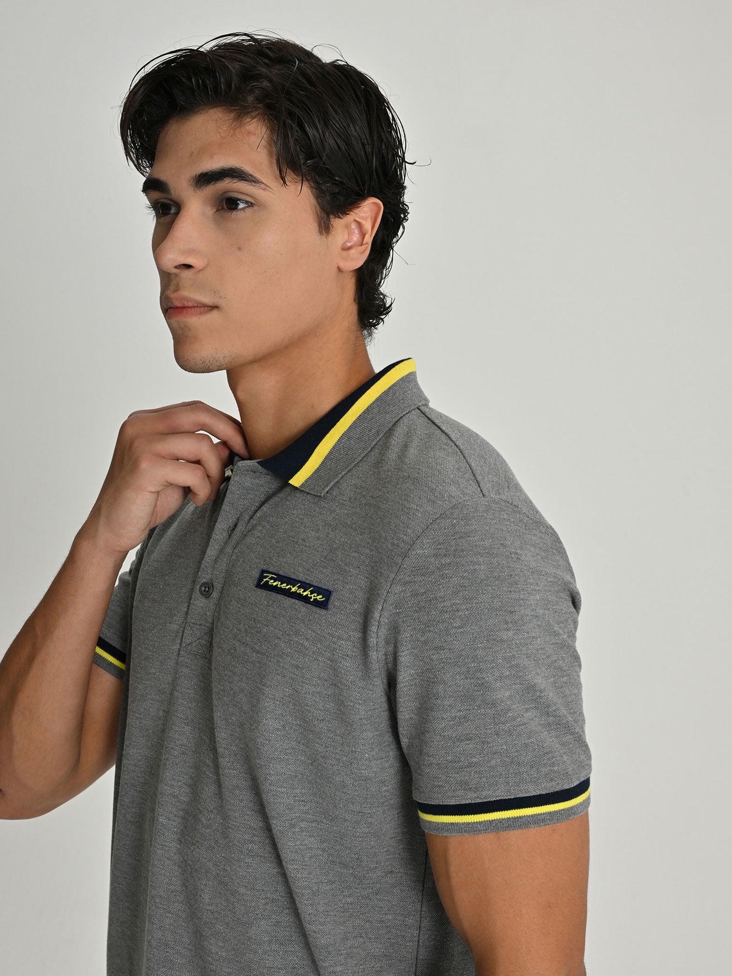 Fenerbahçe Gri Melanj Tribün Erkek Polo Tshirt