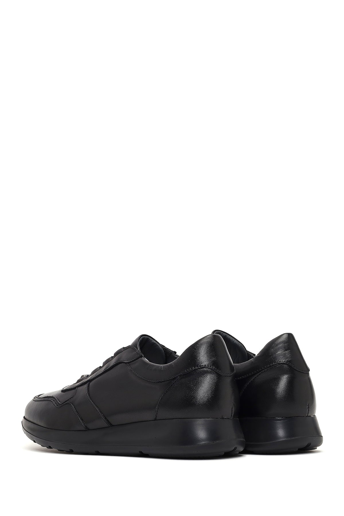 Erkek Siyah Bağcıklı Deri Sneaker