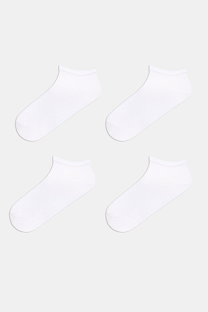 Basic 4 Lü Beyaz Patik Çorap