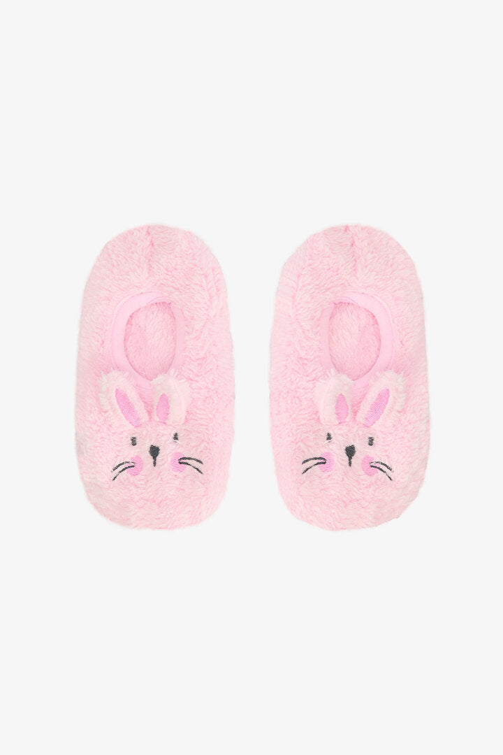 Pembe Kız Çocuk Rabbit Tavşan Nakışlı Aksesuarlı Kaymaz Tabanlı Ev Çetiği