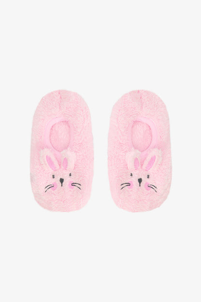 Pembe Kız Çocuk Rabbit Tavşan Nakışlı Aksesuarlı Kaymaz Tabanlı Ev Çetiği
