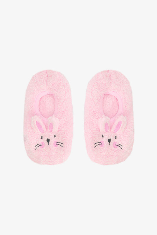 Pembe Kız Çocuk Rabbit Tavşan Nakışlı Aksesuarlı Kaymaz Tabanlı Ev Çetiği
