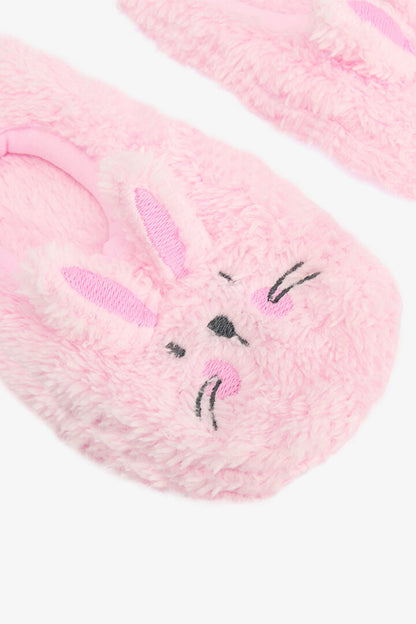 Pembe Kız Çocuk Rabbit Tavşan Nakışlı Aksesuarlı Kaymaz Tabanlı Ev Çetiği