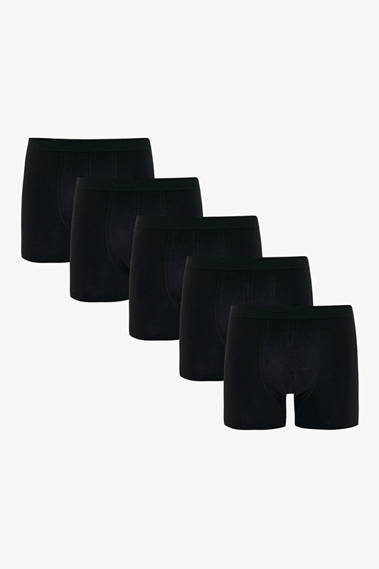Erkek Pamuklu Basic Black 5li Boxer