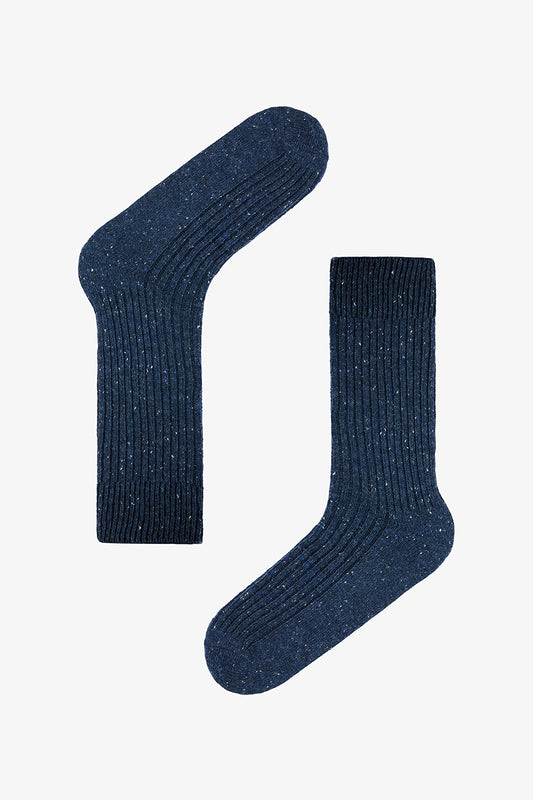 Erkek Ribbed Lacivert Soket Çorap