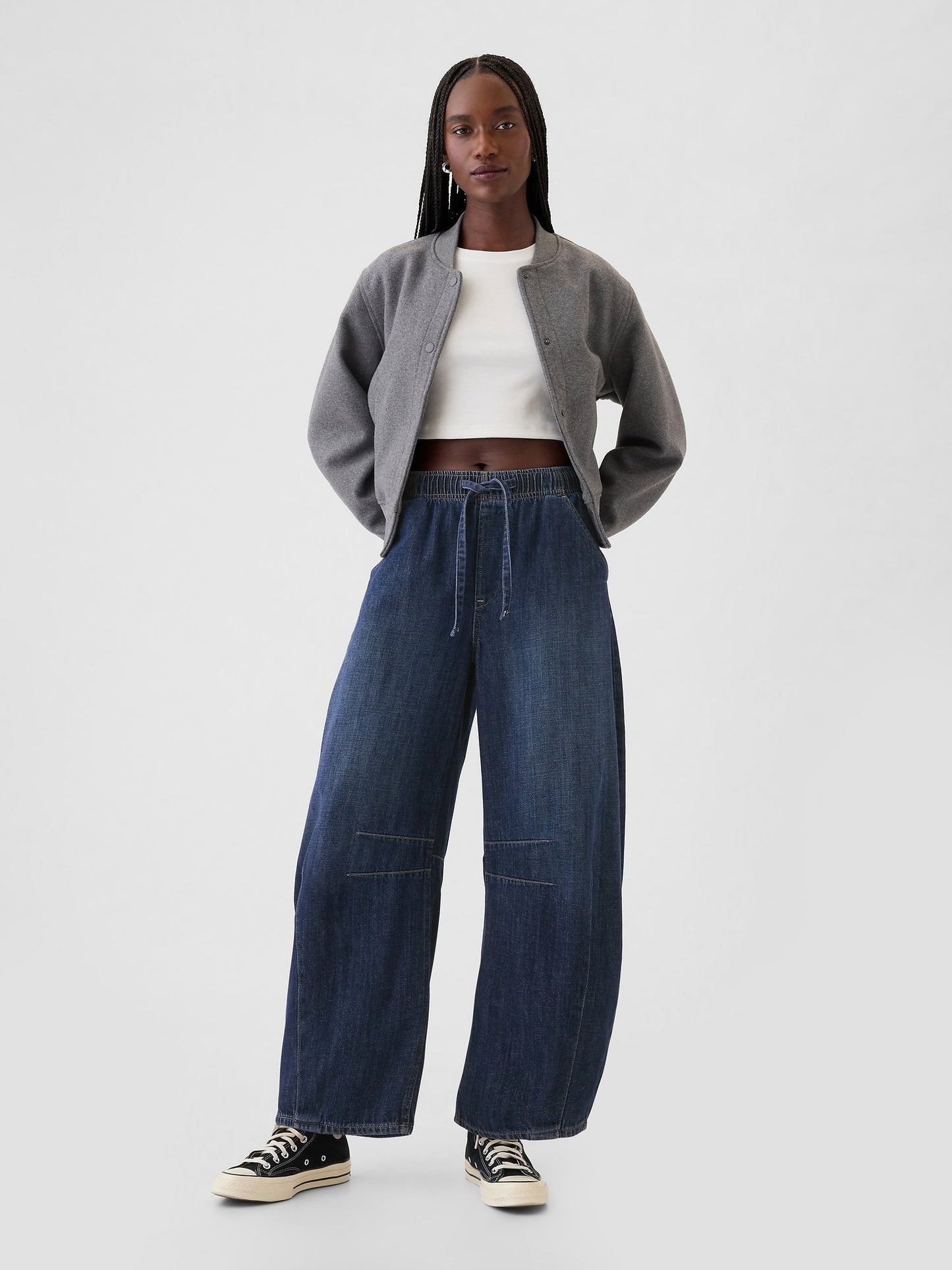 Lacivert Mid Rise Easy Horseshoe Jean Pantolon