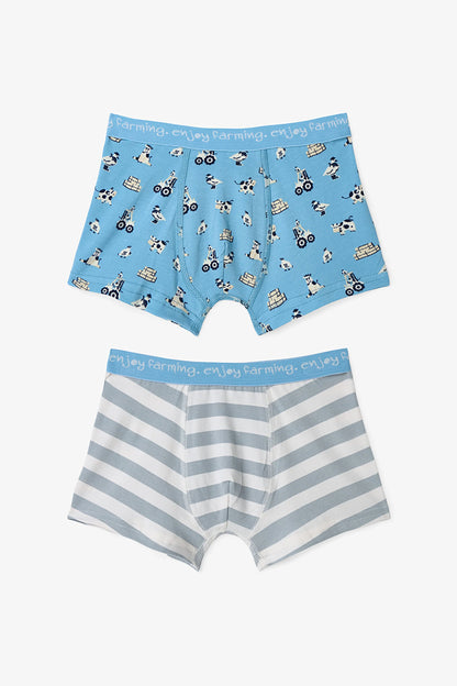 Erkek Çocuk Moo Farm Inek Desenli Pamuklu 2'li Boxer